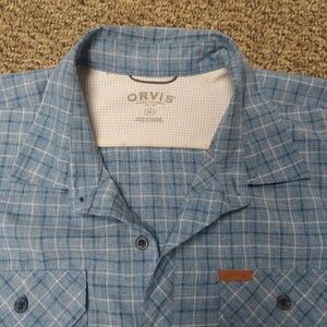 Orvis Light Blue Checkered Casual Shirt